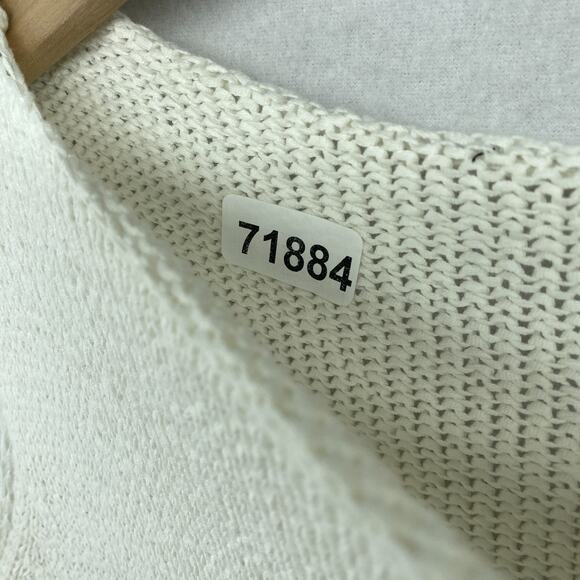 EILEEN FISHER Sweater XS Cotton Nubble Tape Yarn Vest Tank Boat Neck White VTG - Picture 9 of 9